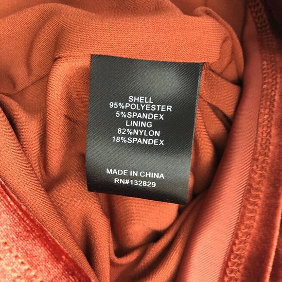 Michael Costello x Revolve Dress Midi Shoulderpads Velvet Long Sleeve Orange L - Picture 3 of 4